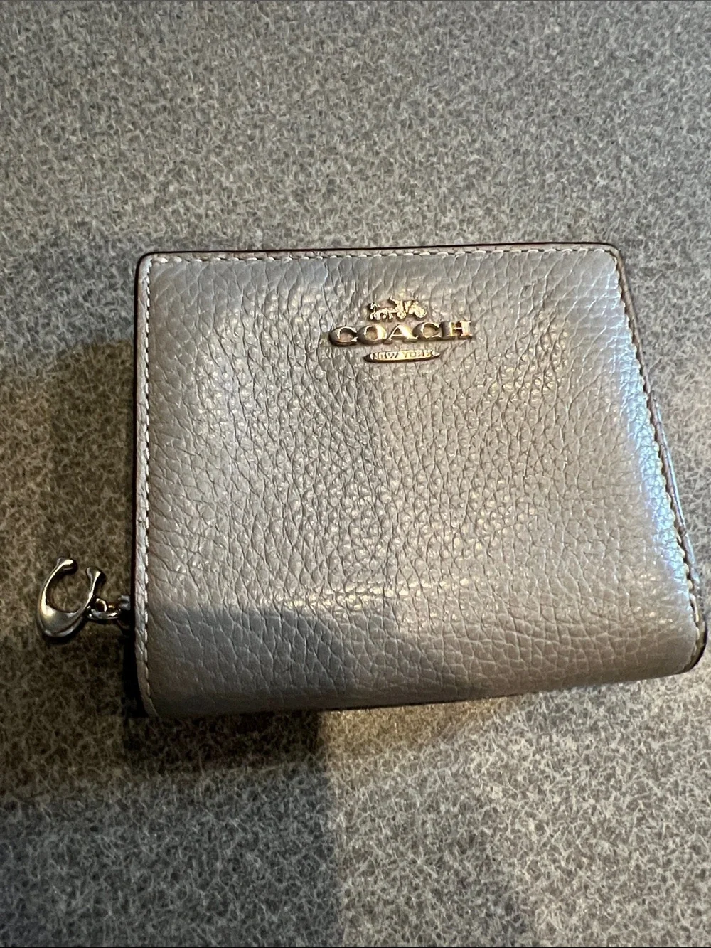Coach Metallic Pebbled Leather Zip Wallet in Gray